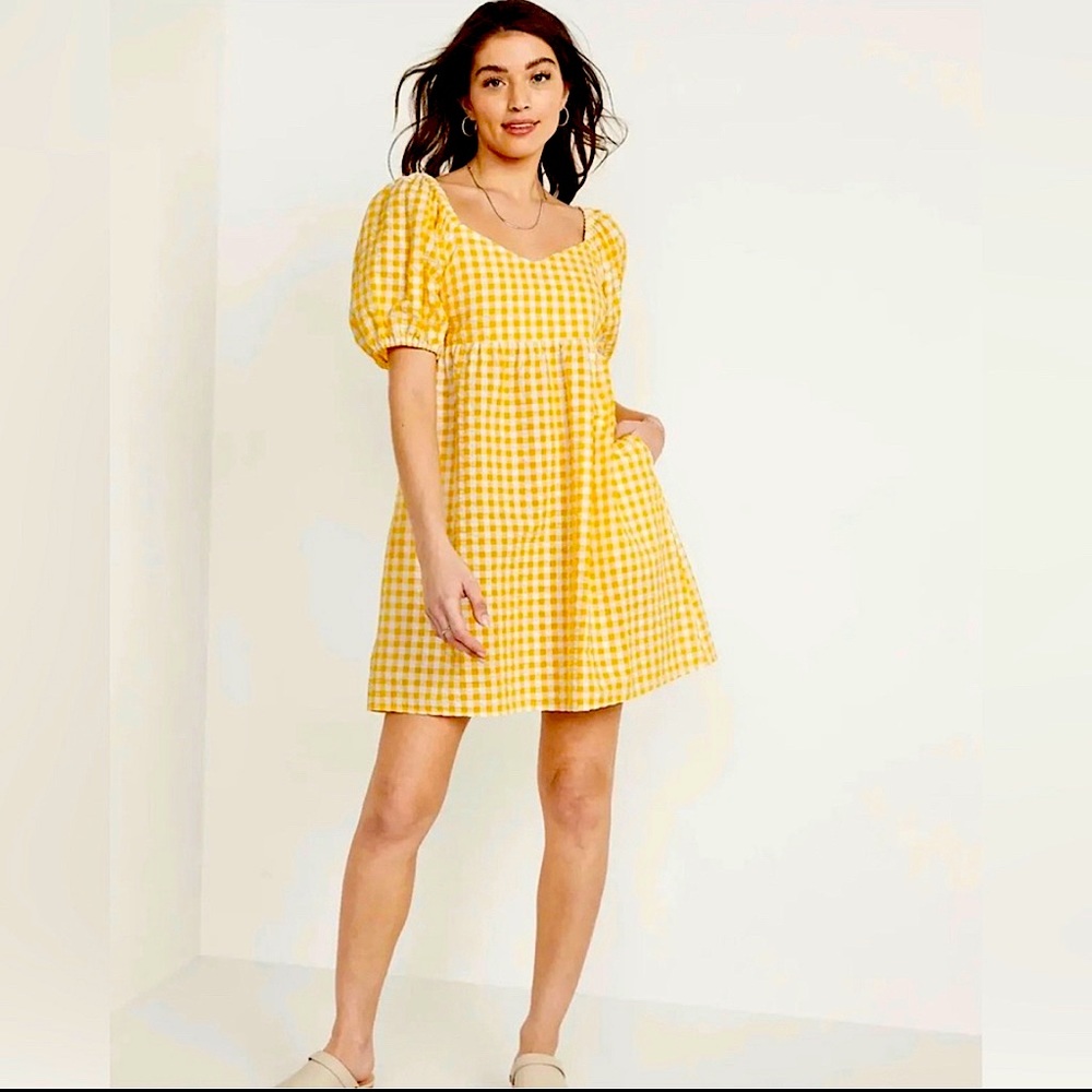 Old Navy Fit & Flare Puff Sleeve Dress